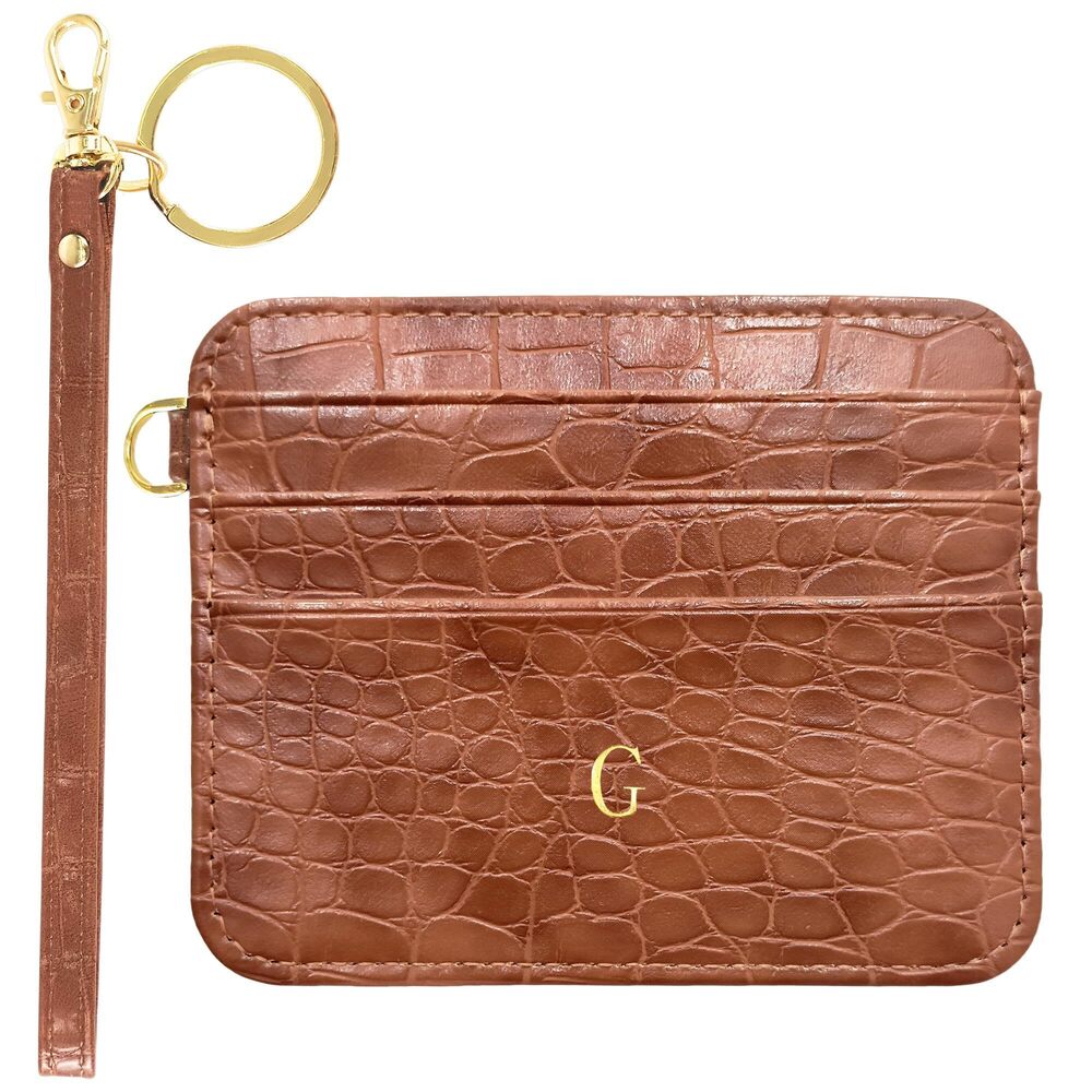 9938 Initial Slim RFID Credit Card Holder Keychain Wristlet Wallet